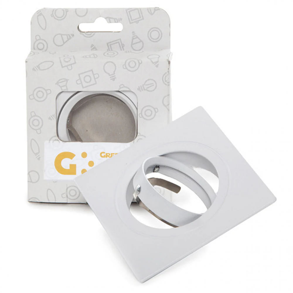 Aro Foco Downlight  Basculante Cuadrado Aluminio Blanco 83/83Mm Estuche Personalizado