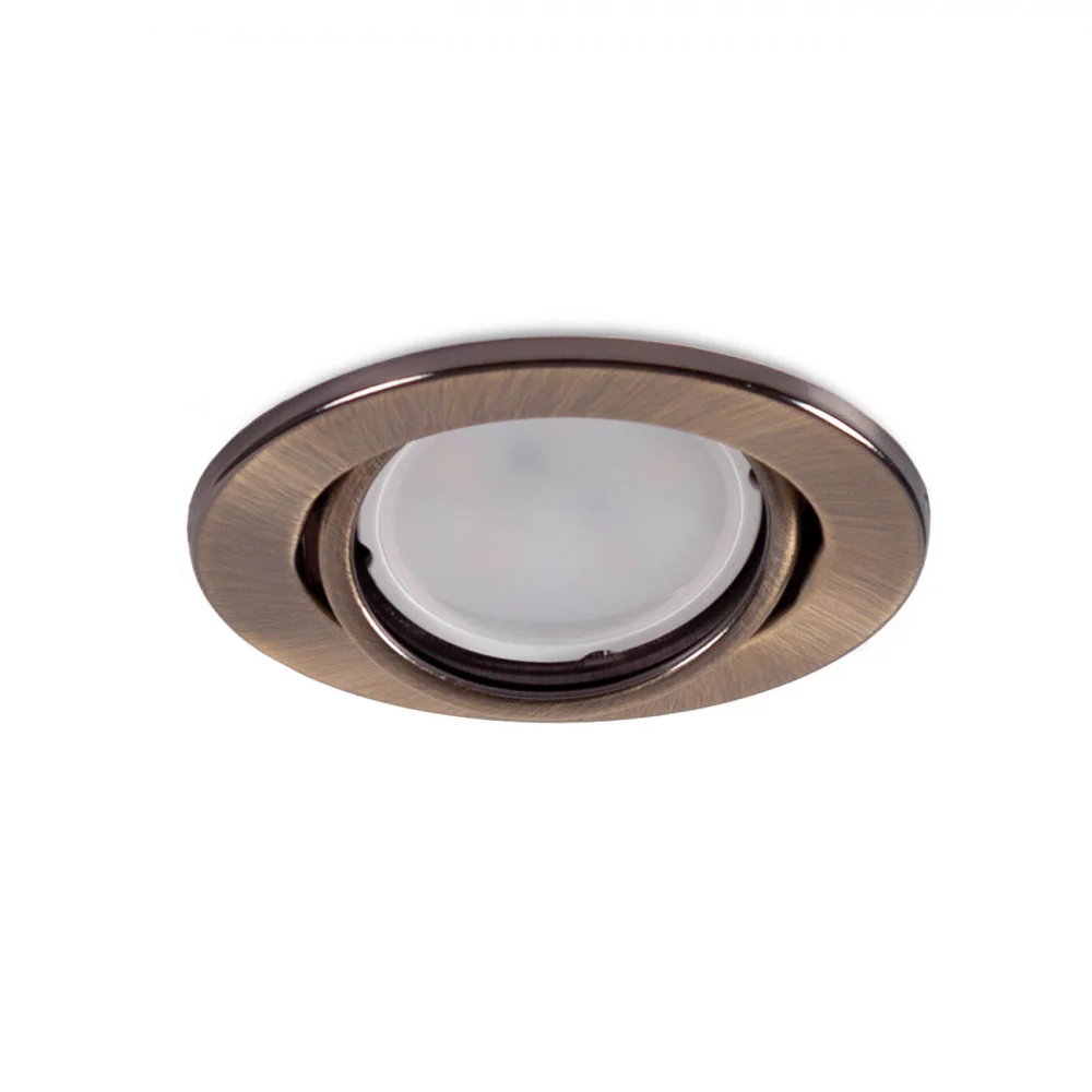 Aro Foco Downlight Circular Basculante  "Vepa" Acero 90mm - Latonado - Image 2