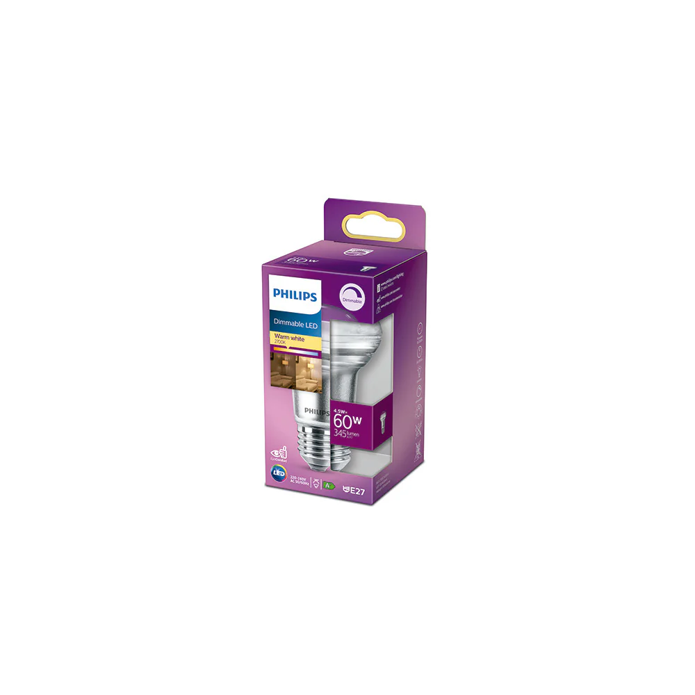 Bombilla LED Philips E27 R63 Dimable 4.5W 410Lm 2700K [PH-929001891455