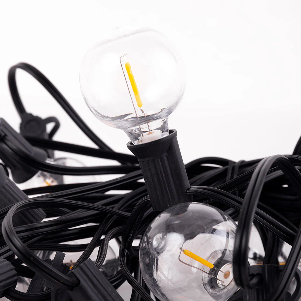 Cadena 25 Bombillas LED G40 2700ºK 9,5M Solar - Panel: 5,5V 1,2W Batería: 3,7V 1200MaH [HO-CAD-25-SOL-WW] - Image 3