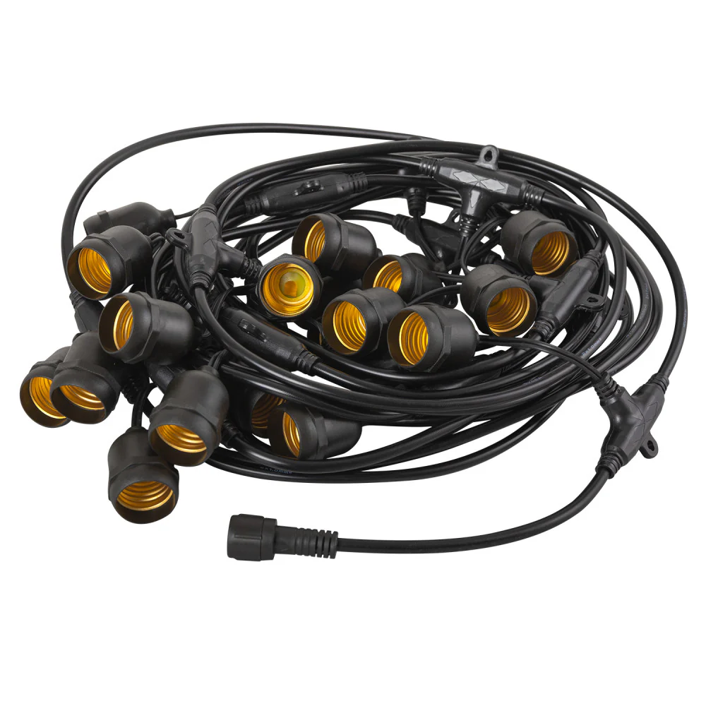 Cadena de 20 Portalámparas E27 10 Metros IP65 sin Bombillas [HO-CAD-10M-20xE27] - Image 2