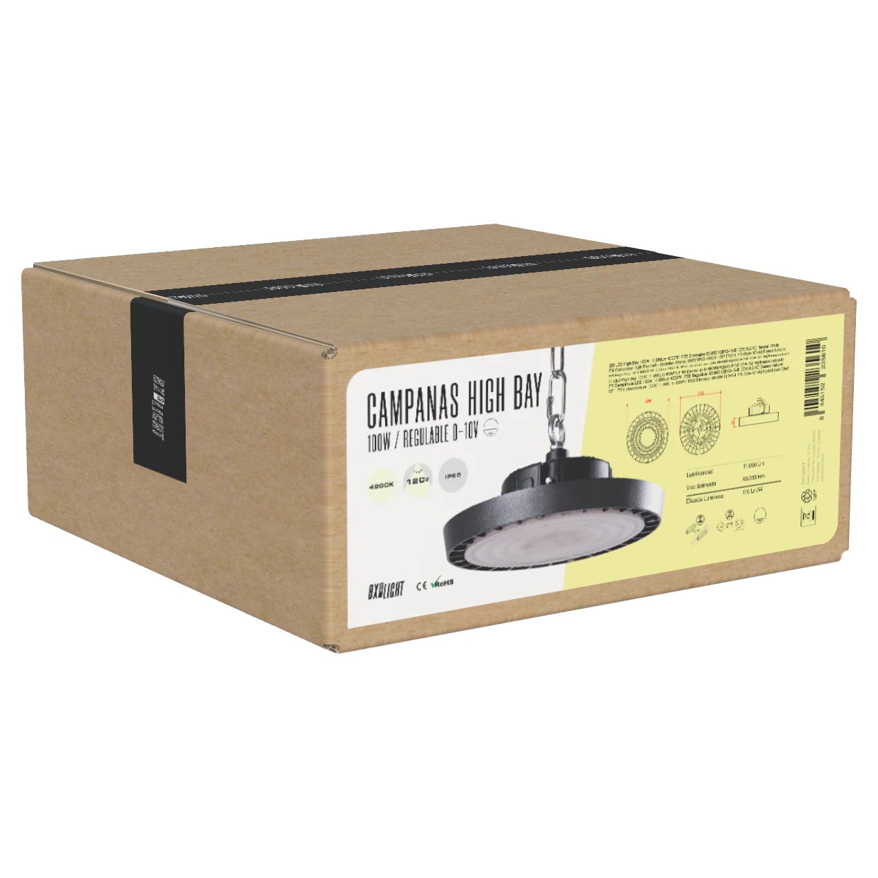Campanas High Bay Led -  Grandes Alturas 100W IP65 6000 k 120º  [BX3-HVB100W-N2-CW] - Image 9