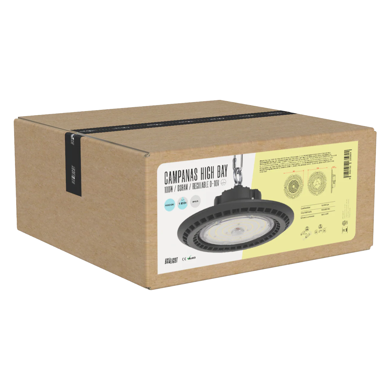 Campanas High Bay Led -  Grandes Alturas 100W IP65 6000 k 120º Reg. 0-10V [BX3-HVUFO100W-H-CW] - Image 2