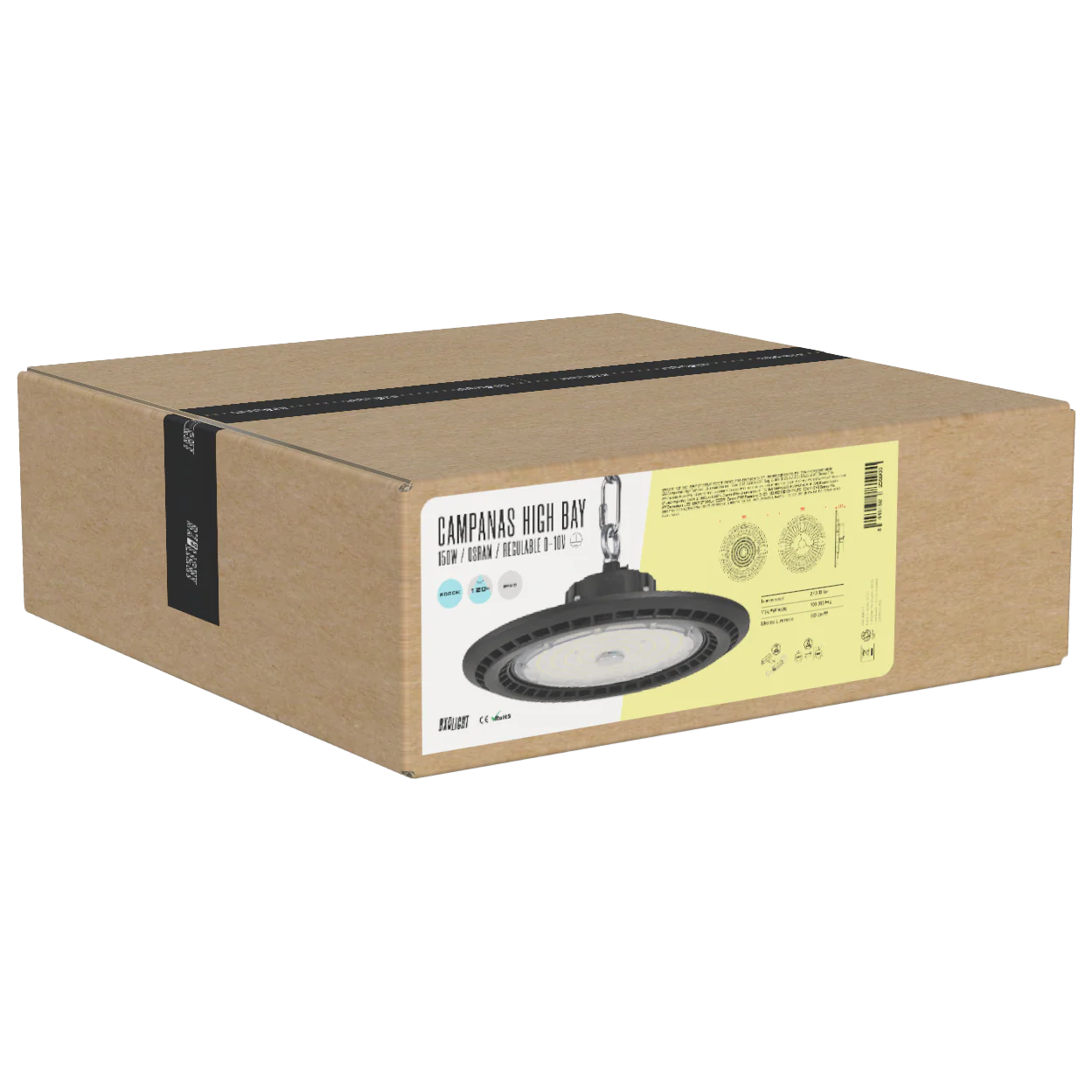 Campanas High Bay Led -  Grandes Alturas 150W IP65 6000 k 120º Reg. 0-10V [BX3-HVUFO150W-H-CW] - Image 2