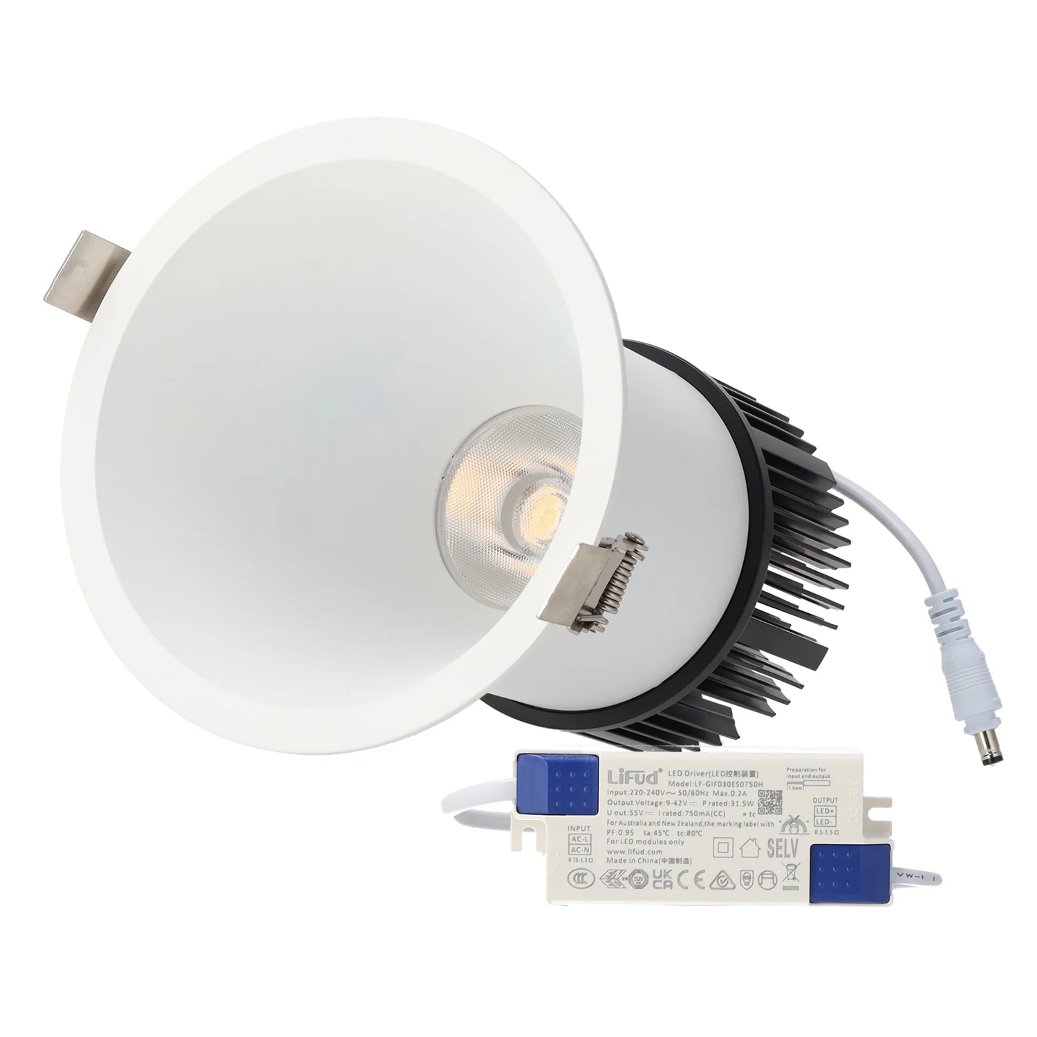Downlight Empotrable LED 10W 90Lm/W CRI>95 4000ºK Driver Lifud 50.000H  Blanco Natural