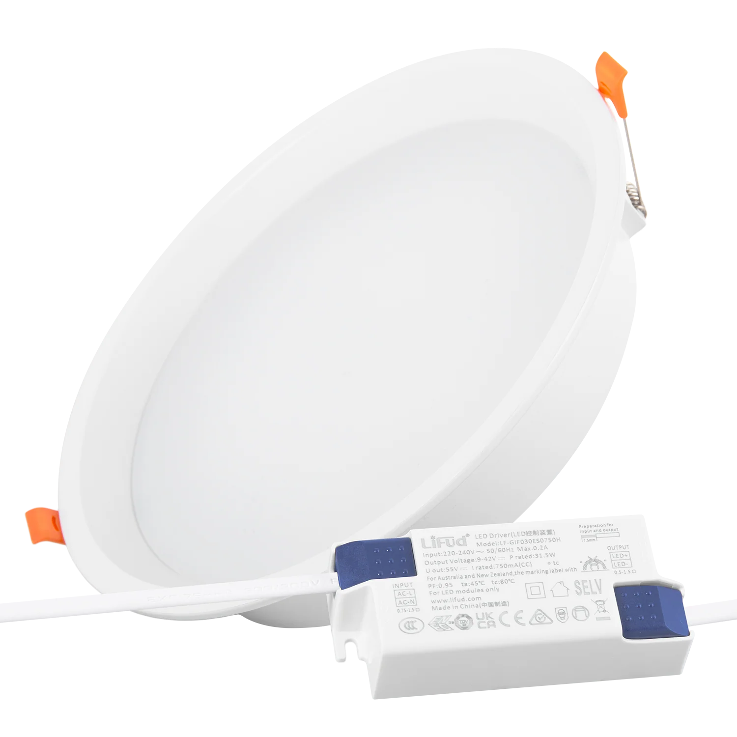 Downlight LED 32W 140Lm/W Driver LIFUD Flicker Free 6000ºK [HO-DL01-LI-32W-CW]