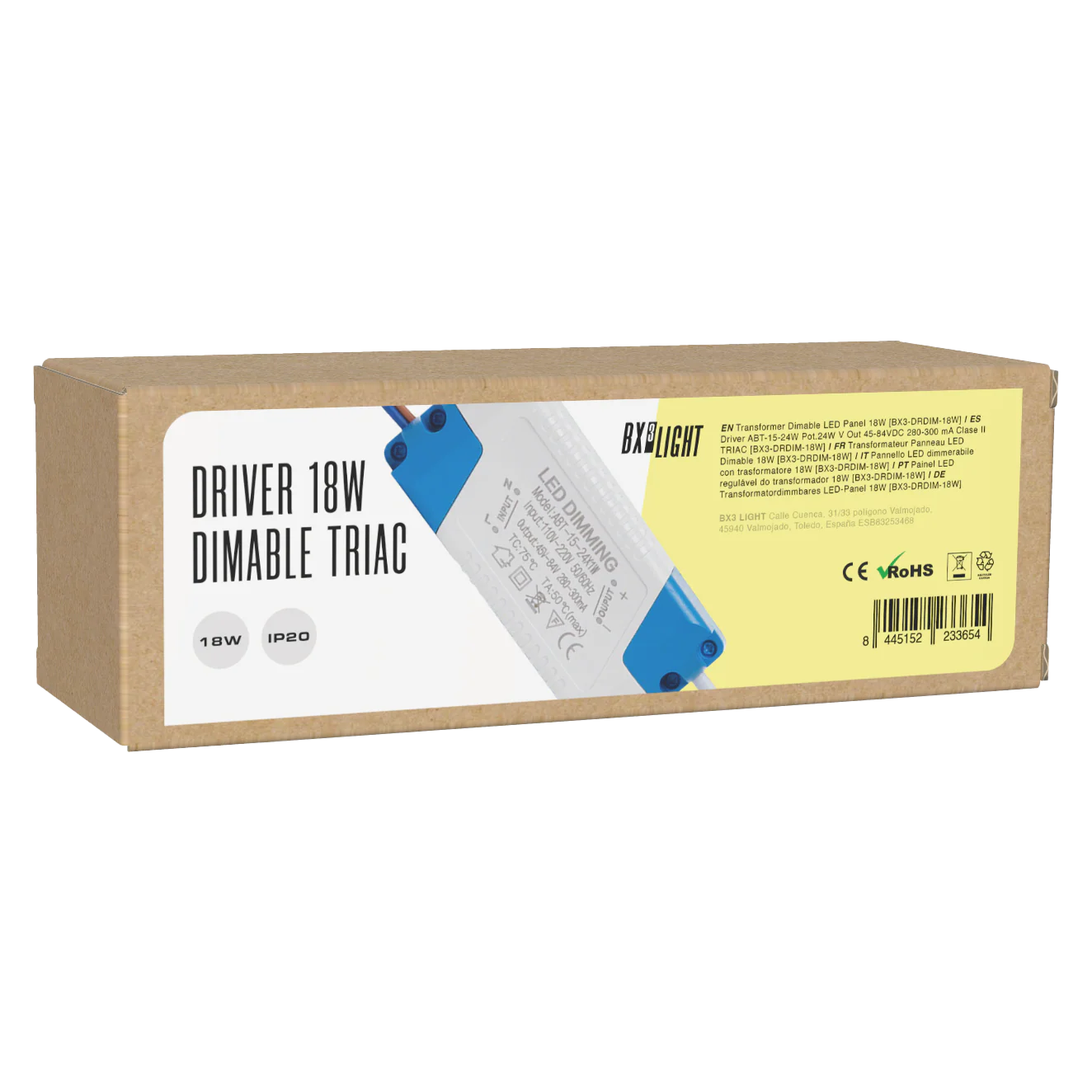 Driver ABT-15-24W Pot.24W V Out 45-84VDC 280-300 mA Clase II TRIAC [BX3-DRDIM-18W] - Image 2