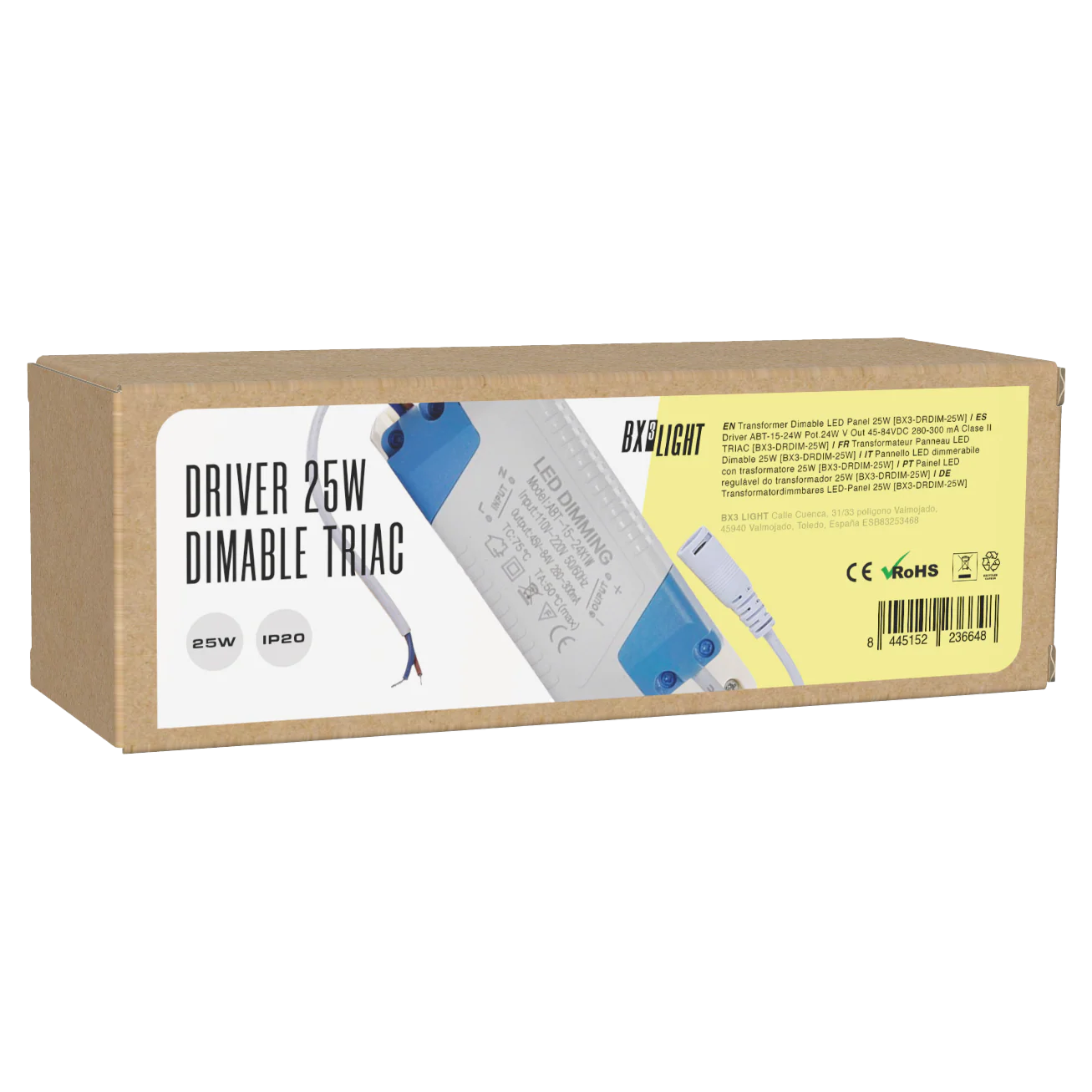 Driver ABT-15-24W Pot.24W V Out 45-84VDC 280-300 mA Clase II TRIAC [BX3-DRDIM-25W] - Image 2