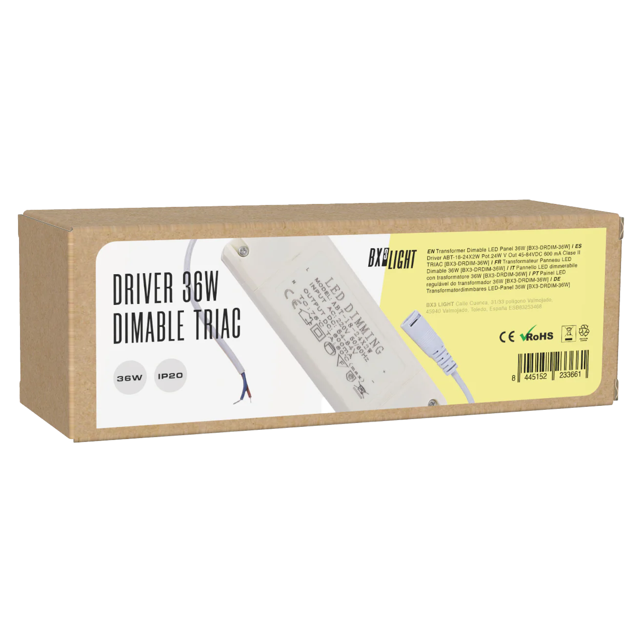 Driver ABT-18-24X2W Pot.24W V Out 45-84VDC 600 mA Clase II TRIAC [BX3-DRDIM-36W] - Image 2