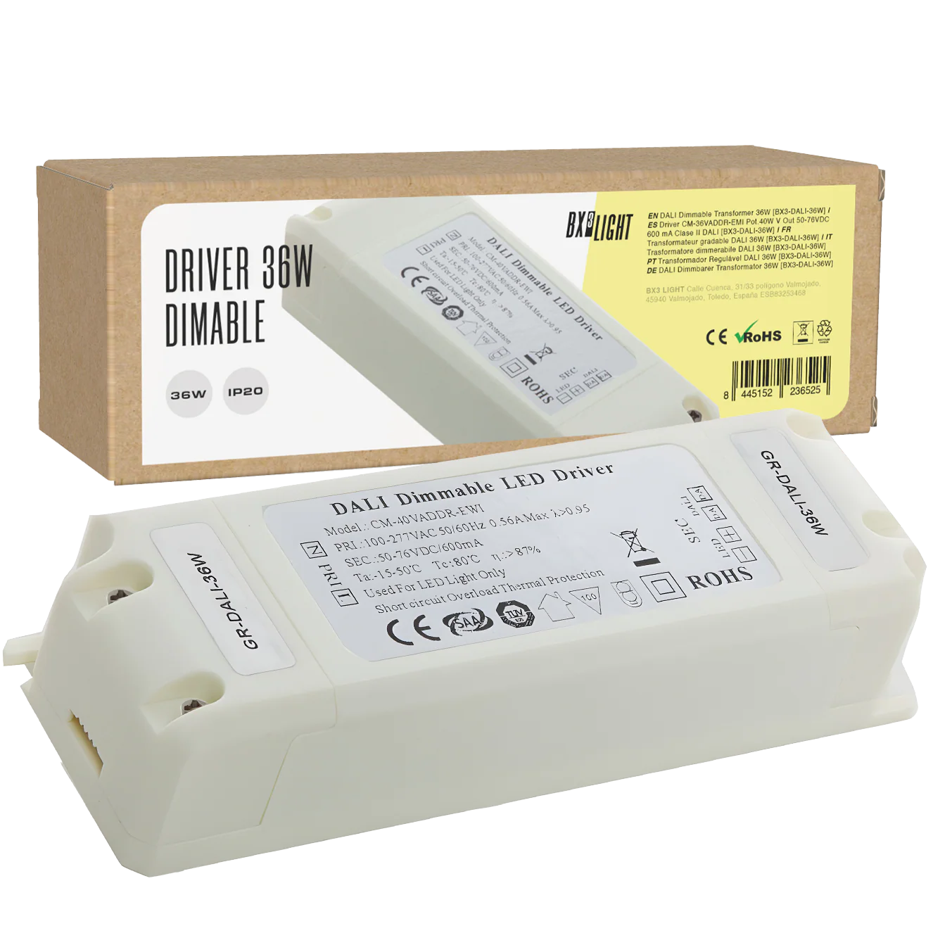 Driver CM-36VADDR-EMI Pot.40W V Out 50-76VDC 600 mA Clase II DALI [BX3-DALI-36W]