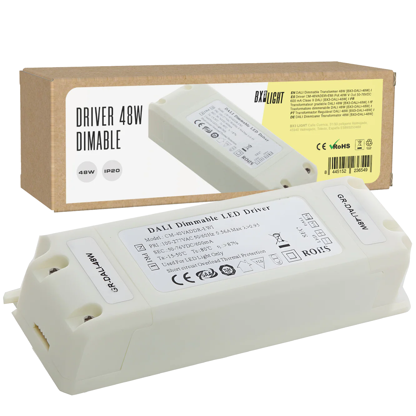 Driver CM-48VADDR-EMI Pot.40W V Out 50-76VDC 600 mA Clase II DALI [BX3-DALI-48W]