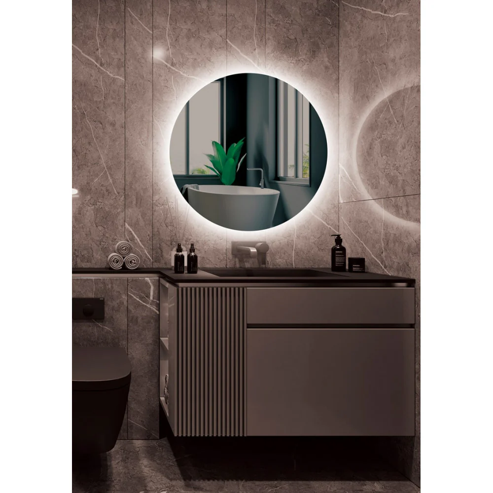 Espejo Iluminado Baño "Lisboa" Ø80Cm Blanco Frío Sensor Antivaho/On-Off [LIMEX-LISB002/80