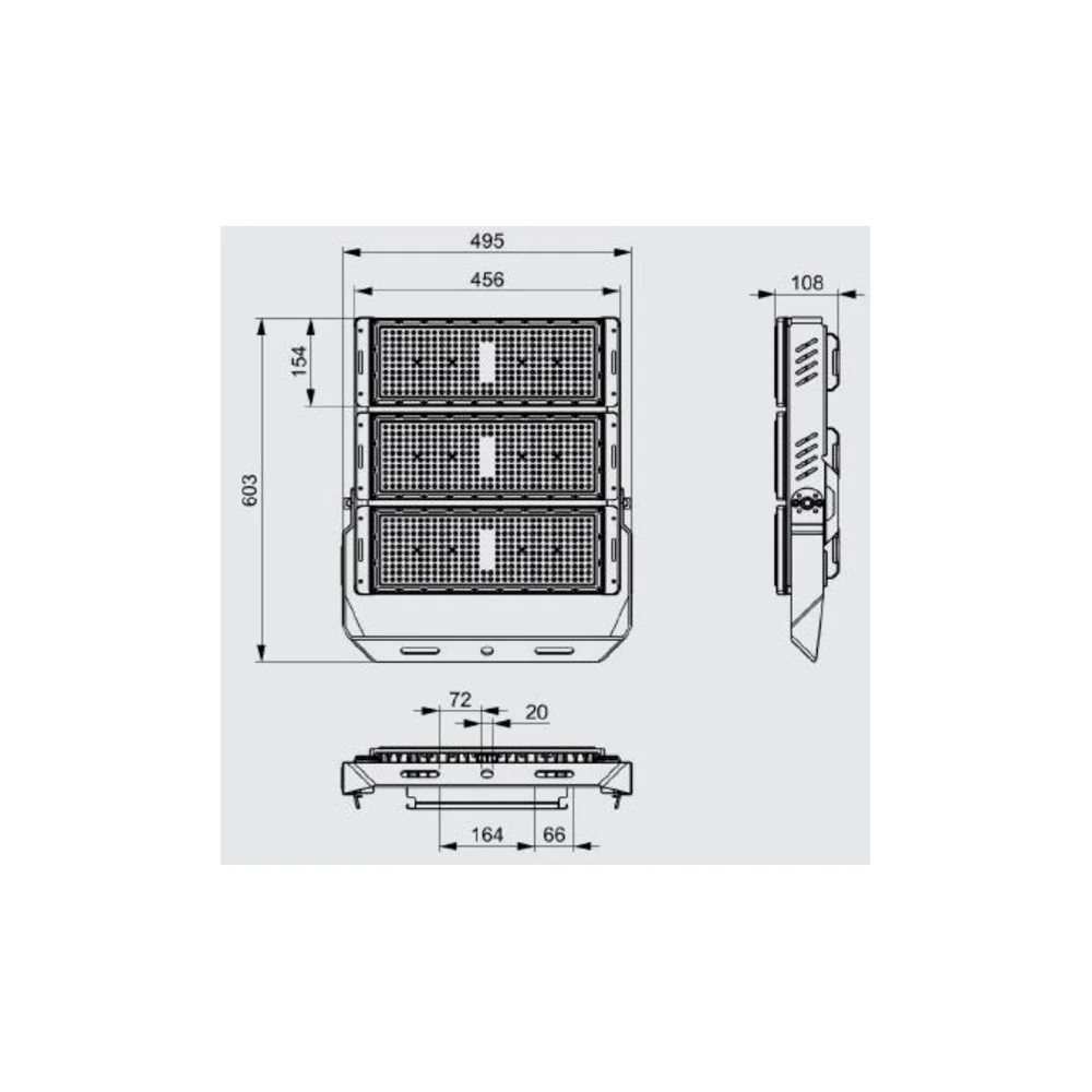 Proyector LED 750W Stadium 112500Lm Driver Meanwell 1-10V IP65 Philips 3030 100.000H - Image 4