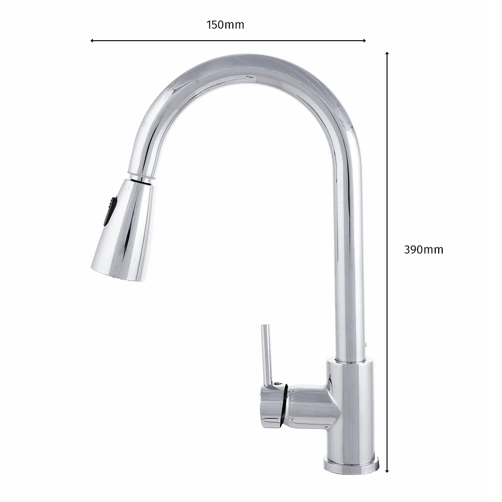 Grifo Cocina Latón/Zinc, Cromado, Agua Caliente-Fría, Latiguillos, Caño Alto, Monomando [QLI-FA-9711 - Image 8