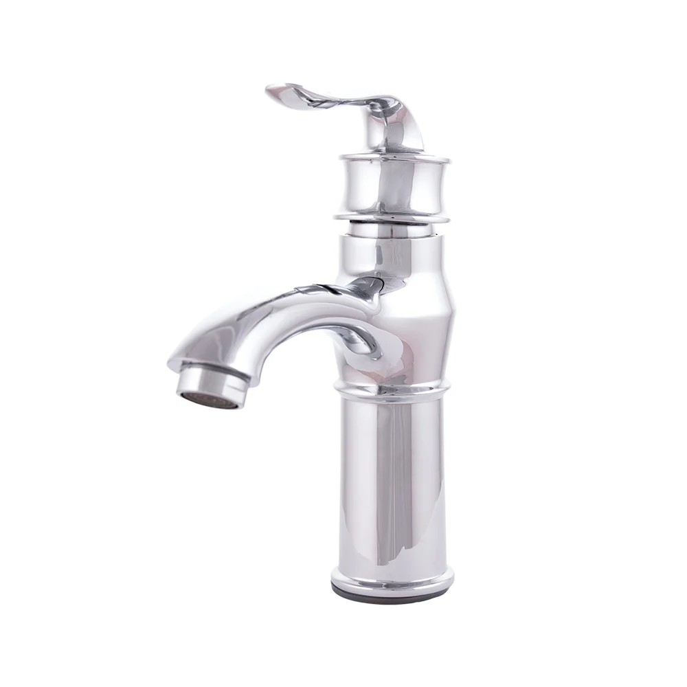 Grifo Lavabo Latón/Zinc, Cromado, Agua Caliente-Fría, Latiguillos, Caño Bajo, Monomando [QLI-FA-7785