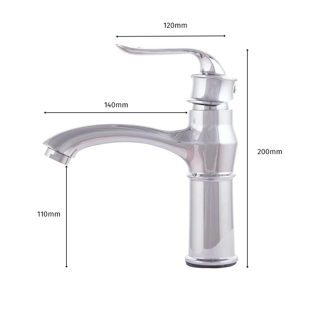 Grifo Lavabo Latón/Zinc, Cromado, Agua Caliente-Fría, Latiguillos, Caño Bajo, Monomando [QLI-FA-7785 - Image 2