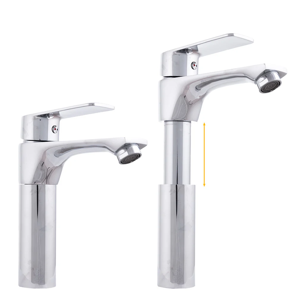 Grifo Lavabo Latón/Zinc, Cromado, Agua Caliente-Fría, Latiguillos, Caño Bajo, Monomando [QLI-FA-7862 - Image 6