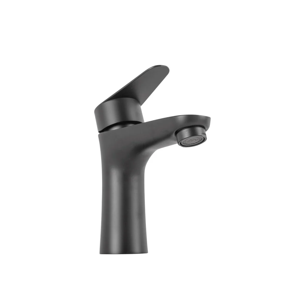 Grifo Lavabo Latón/Zinc, Negro, Agua Caliente-Fría, Latiguillos, Caño Bajo, Monomando [QLI-FA-4338] - Image 4