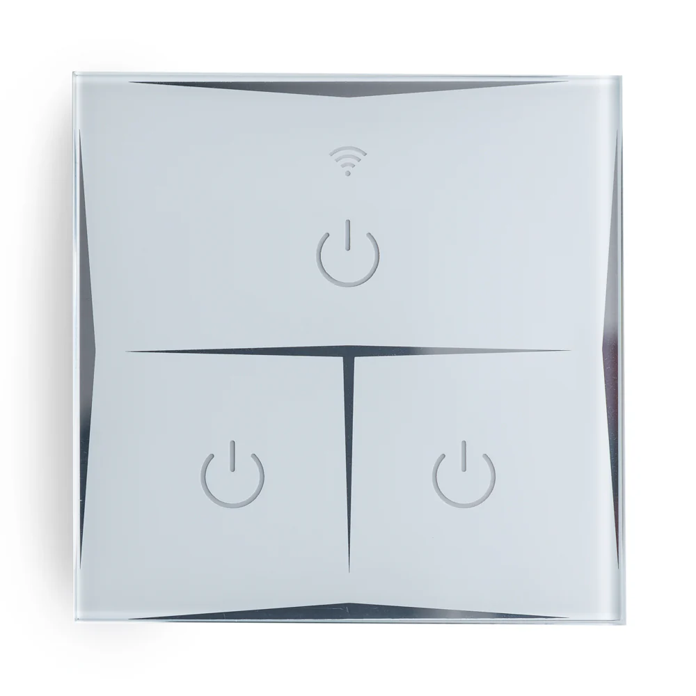 Interruptor Inteligente Táctil Cristal 3 Vía 1800W Compatible Google Home/Alexa [HIT-KS-601-3