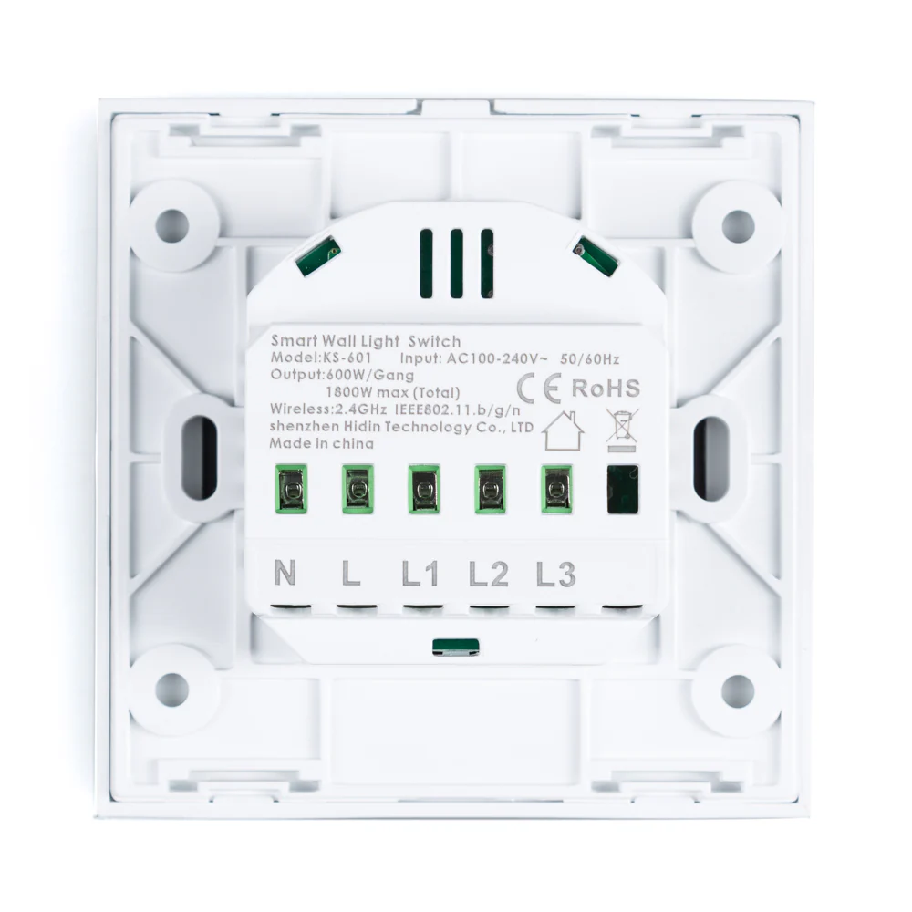 Interruptor Inteligente Táctil Cristal 3 Vía 1800W Compatible Google Home/Alexa [HIT-KS-601-3 - Image 3