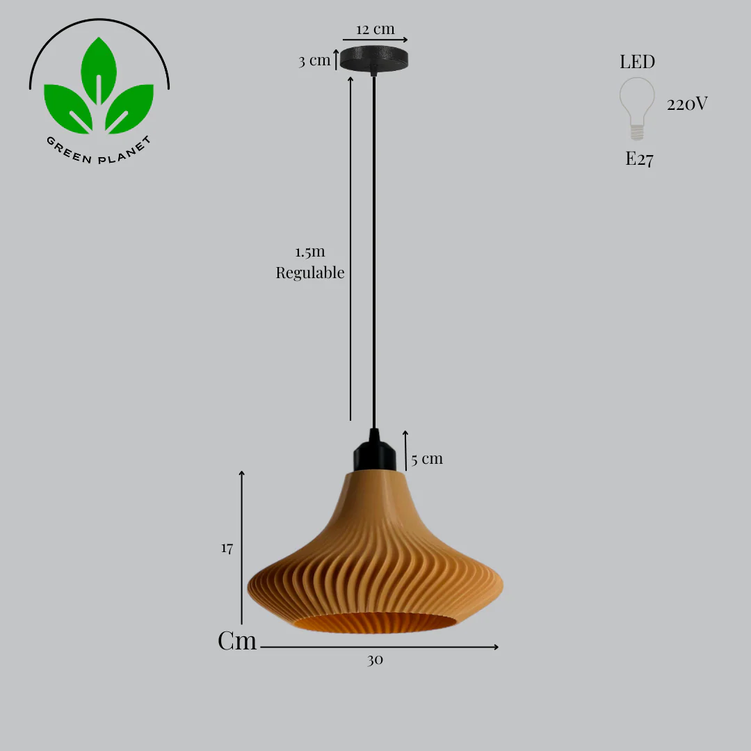 Lámpara Colgante "Vita" Color Beige/Florón Negro/Cable Negro - Image 6