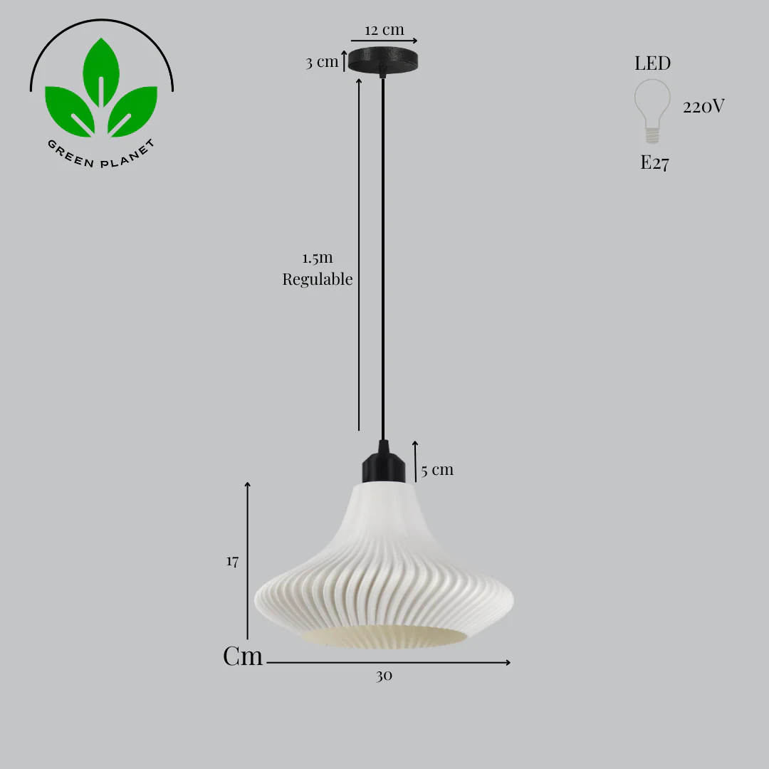 Lámpara Colgante "Vita" Color Blanco/Florón Negro/Cable Negro - Image 6