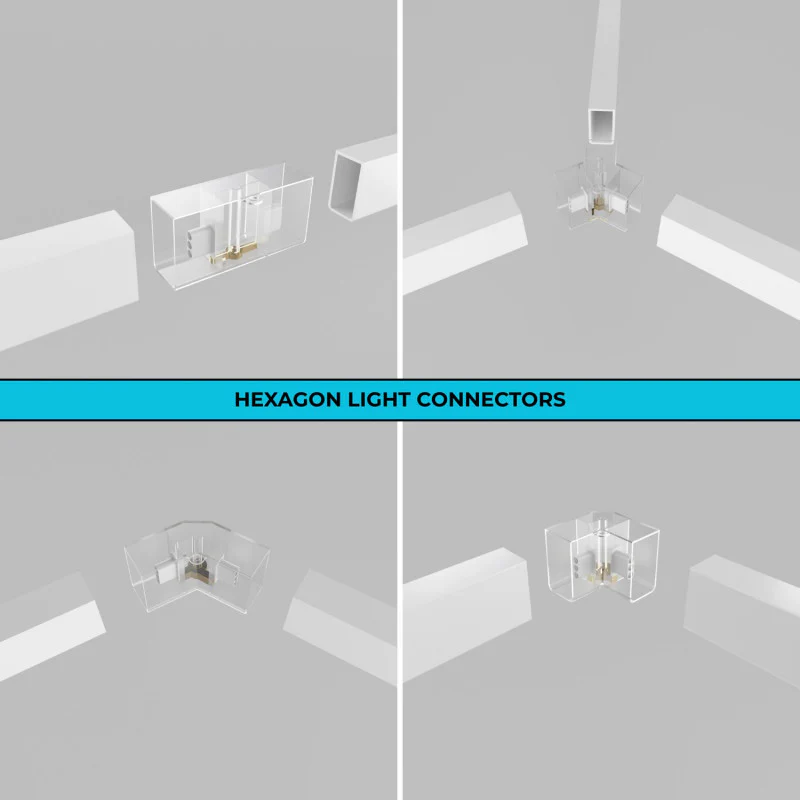 Lámpara LED hexagonal - 6000K - 14 hexágonos 56cm + Rectángulo 500cm - Image 4