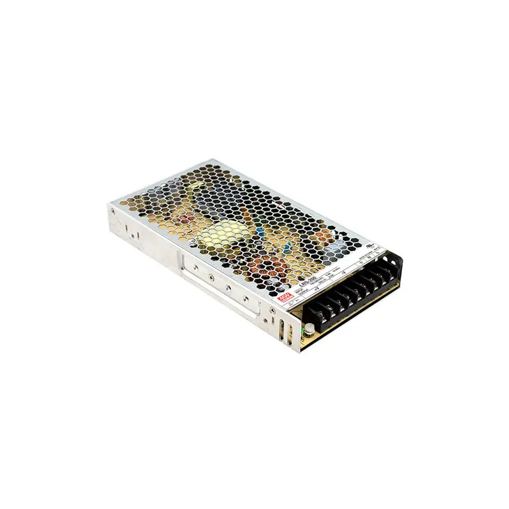 LRS-200-24  Transformador MEANWELL Entrada 90-132/180-264VAC Salida 24VDC 8,8A, 211,2W Aislamiento 3000VAC Sin PFC
