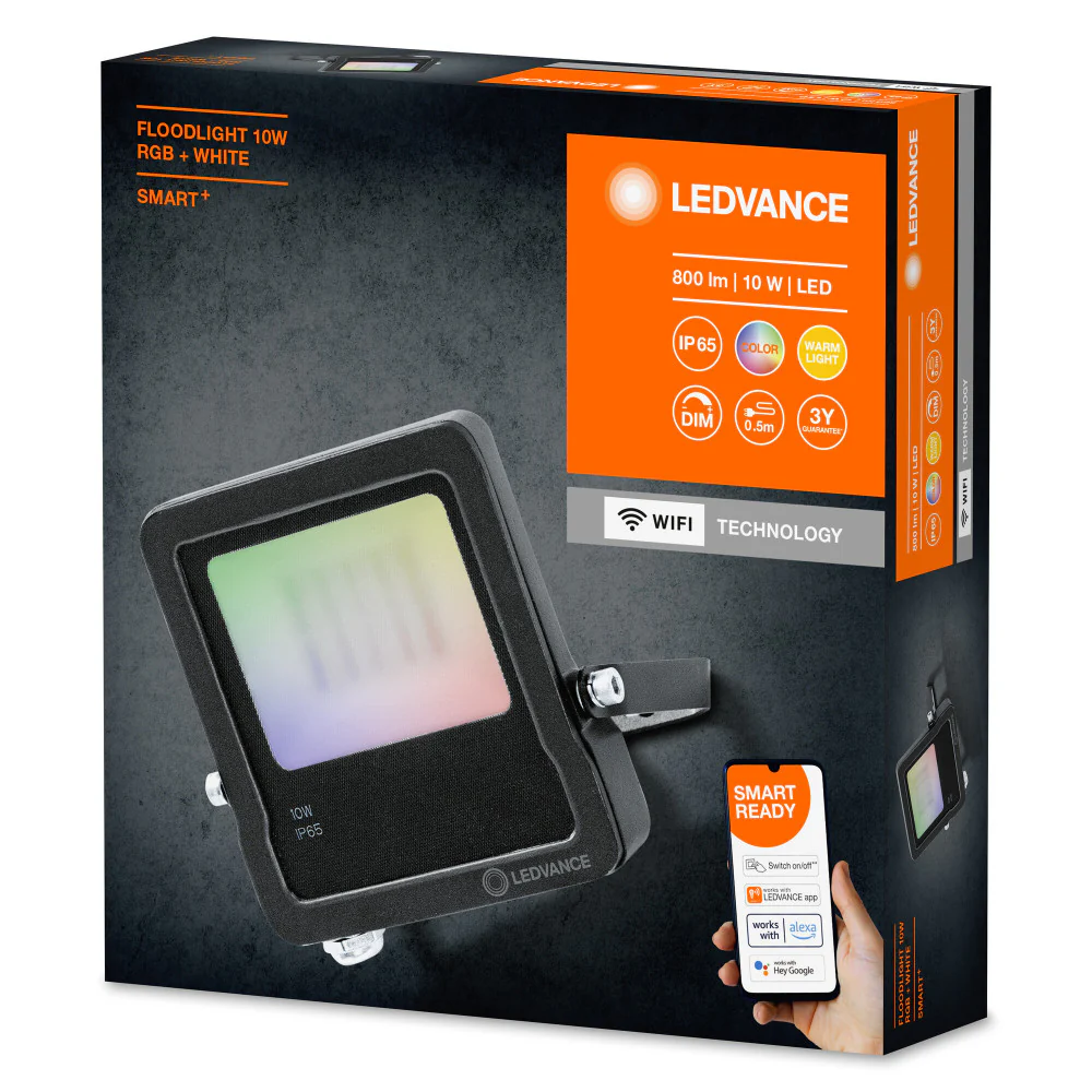 Proyector LED Ledvance "Smart" de 10 W, 800 lúmenes, 3000 K, 100º, IP65, regulable. - Image 2