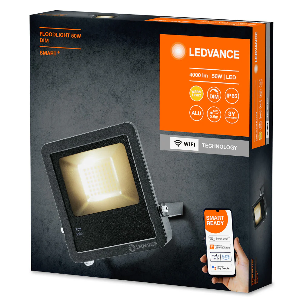 Proyector LED Ledvance "Smart" de 50 W, 4000 lúmenes, 3000 K, 100º, IP65, regulable. - Image 2