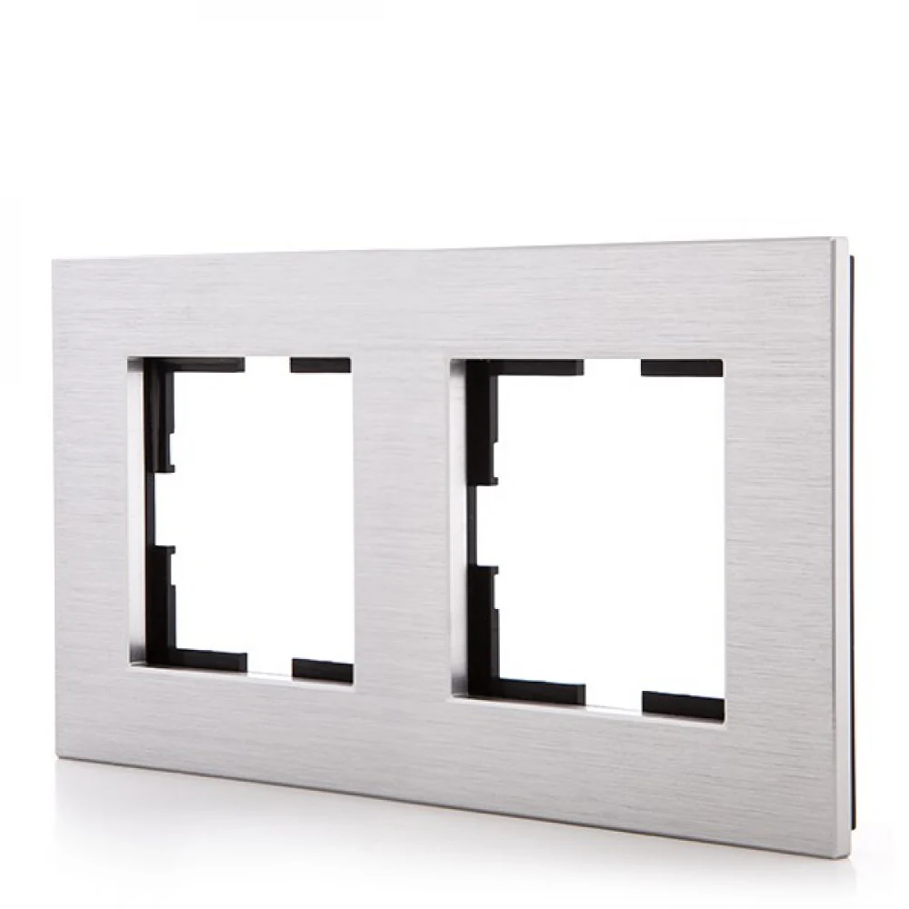 Marco Panasonic Novella 2 Elementos Horizontal-Vertical, Aluminio Eloxal Plata (Compatible Mecanismo Karre)