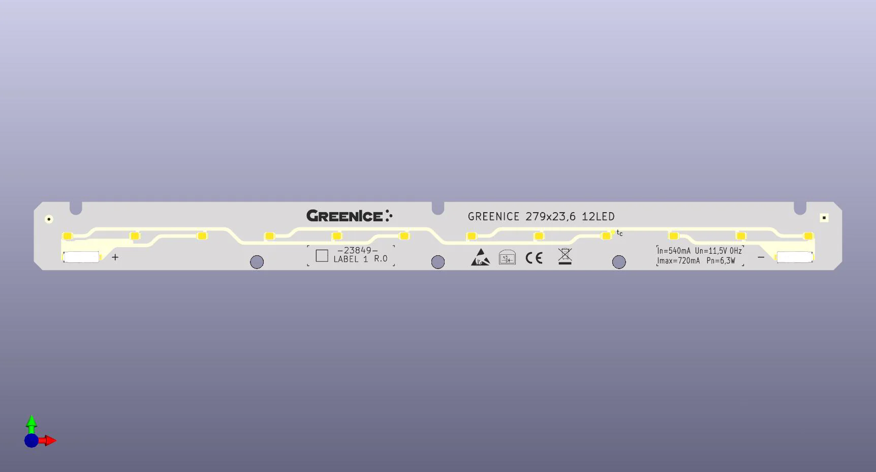 Módulo LED 279x23,6_12LED 4000K CRI80 L128-E5