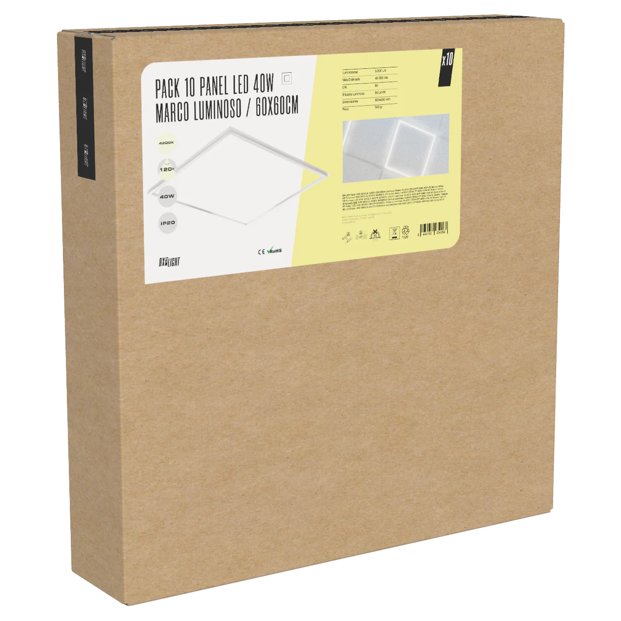 Pack 10 Panel Led 40W 3.600Lm 6000ºK 60X60Cm Marco Luminoso 40.000H [BX3-LPF-6060-40W-CW] - Image 10
