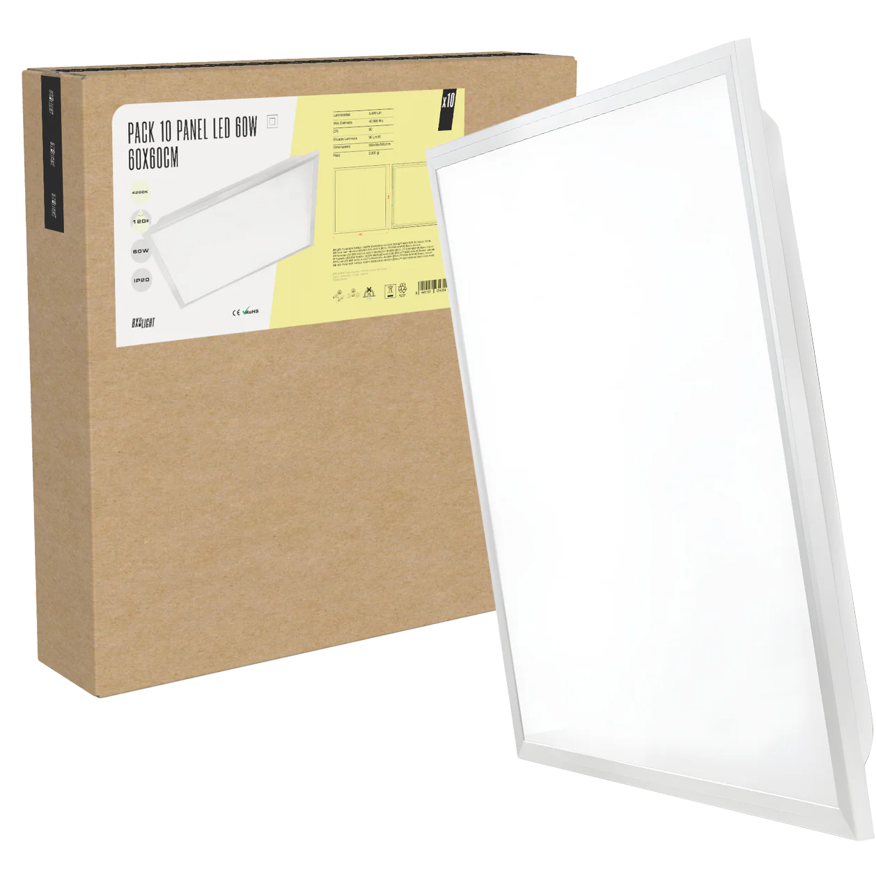 Pack 10 Paneles LED 60W 5.400Lm 6000ºK 60x60x3Cm 40.000H  [BX3-LPT-6060-60W-CW] - Image 8