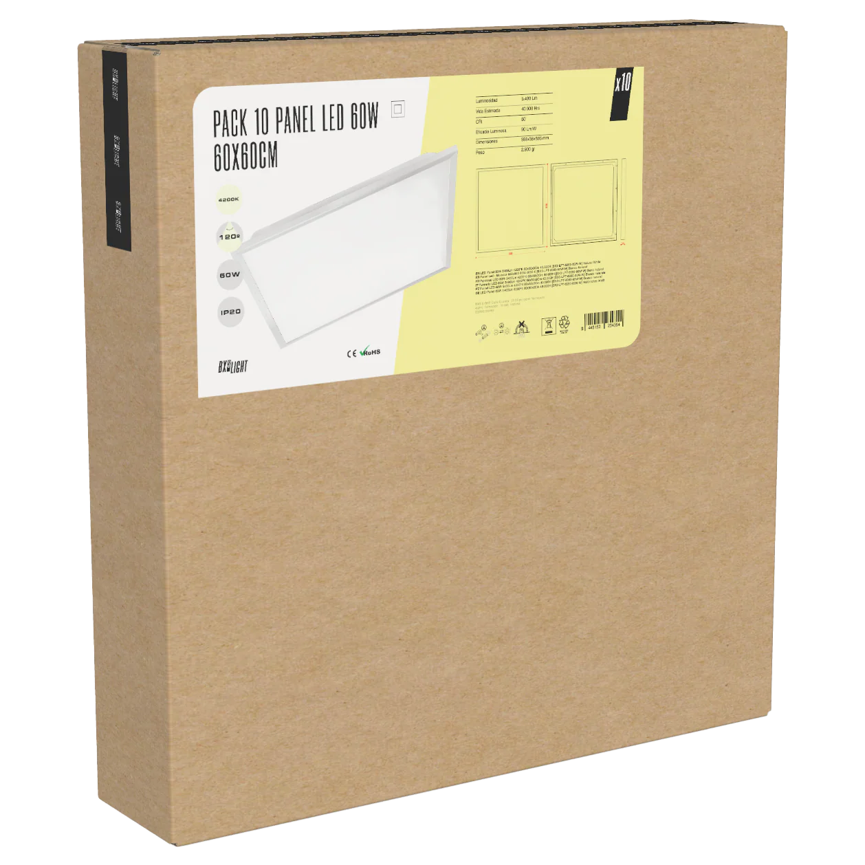 Pack 10 Paneles LED 60W 5.400Lm 6000ºK 60x60x3Cm 40.000H  [BX3-LPT-6060-60W-CW] - Image 9