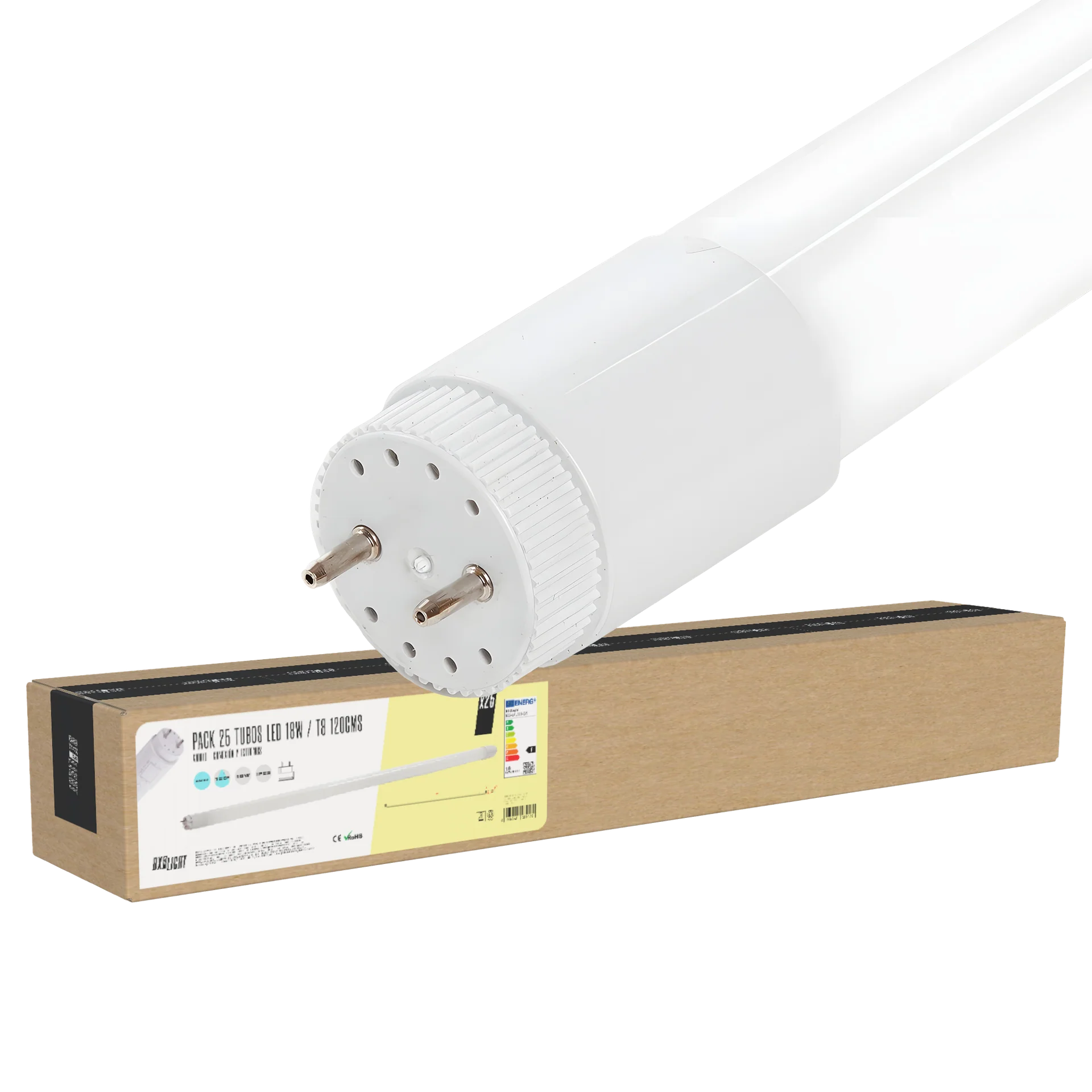Pack 25 Tubos Led T8 18W 1.800Lm 6000ºK Cristal 120Cm 40.000H  [BX3-LM1063-CW]