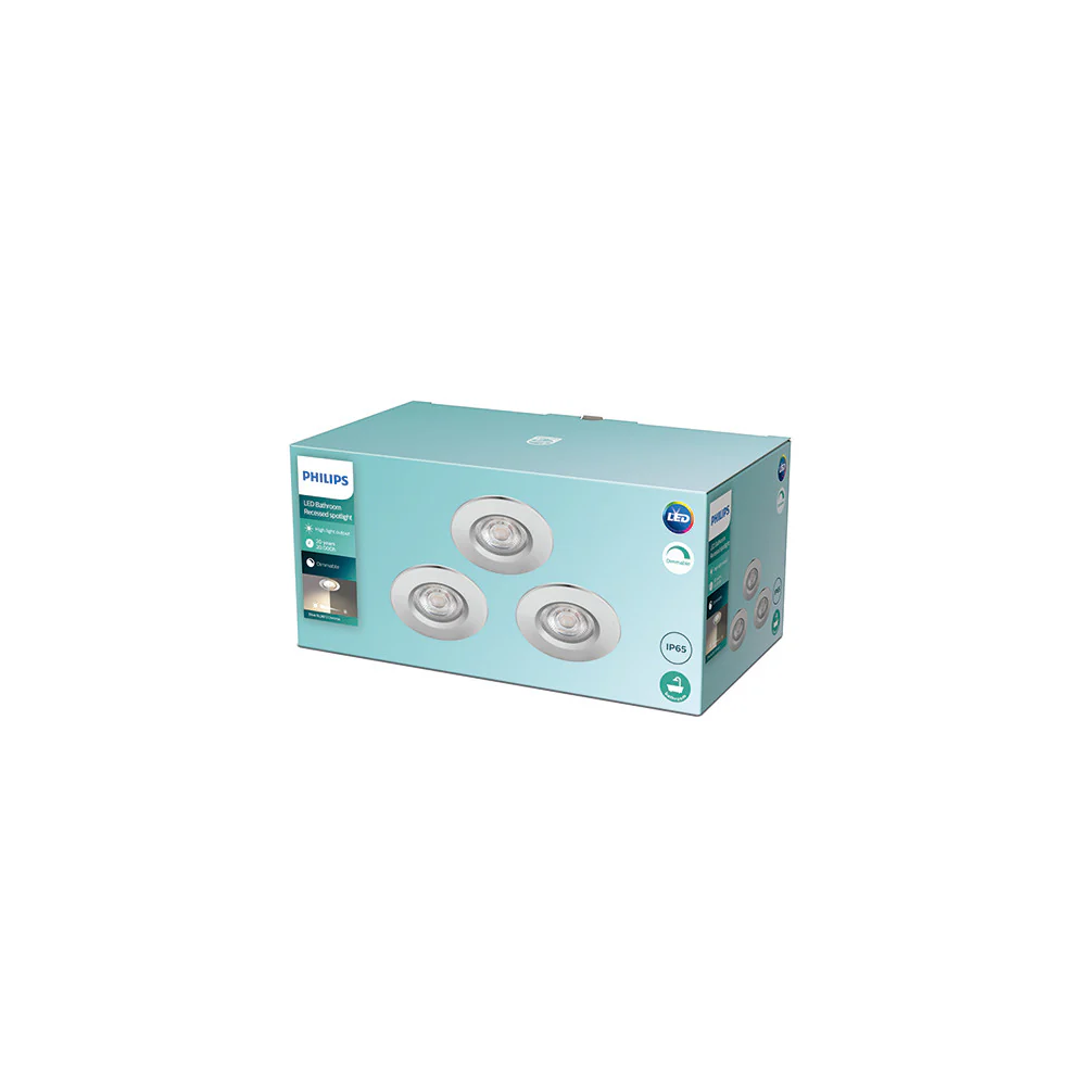 Pack 3 Downlight LED Philips "Dive" Circular 5,5W 410Lm Cromado 2700K IP65 [PH-929002527122 - Image 2