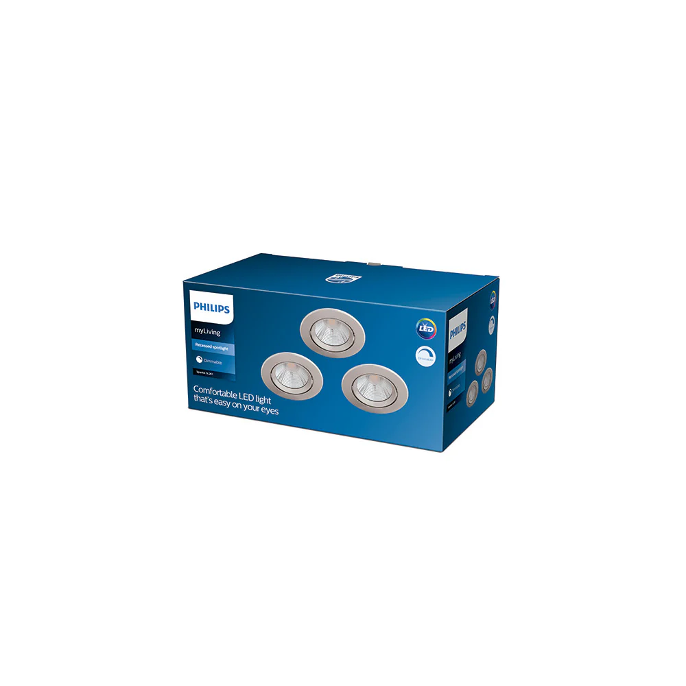 Pack 3 Downlight LED Philips "Sparkle" Circular 5,5W 350Lm Niquelado 2700K [PH-929002374322 - Image 2