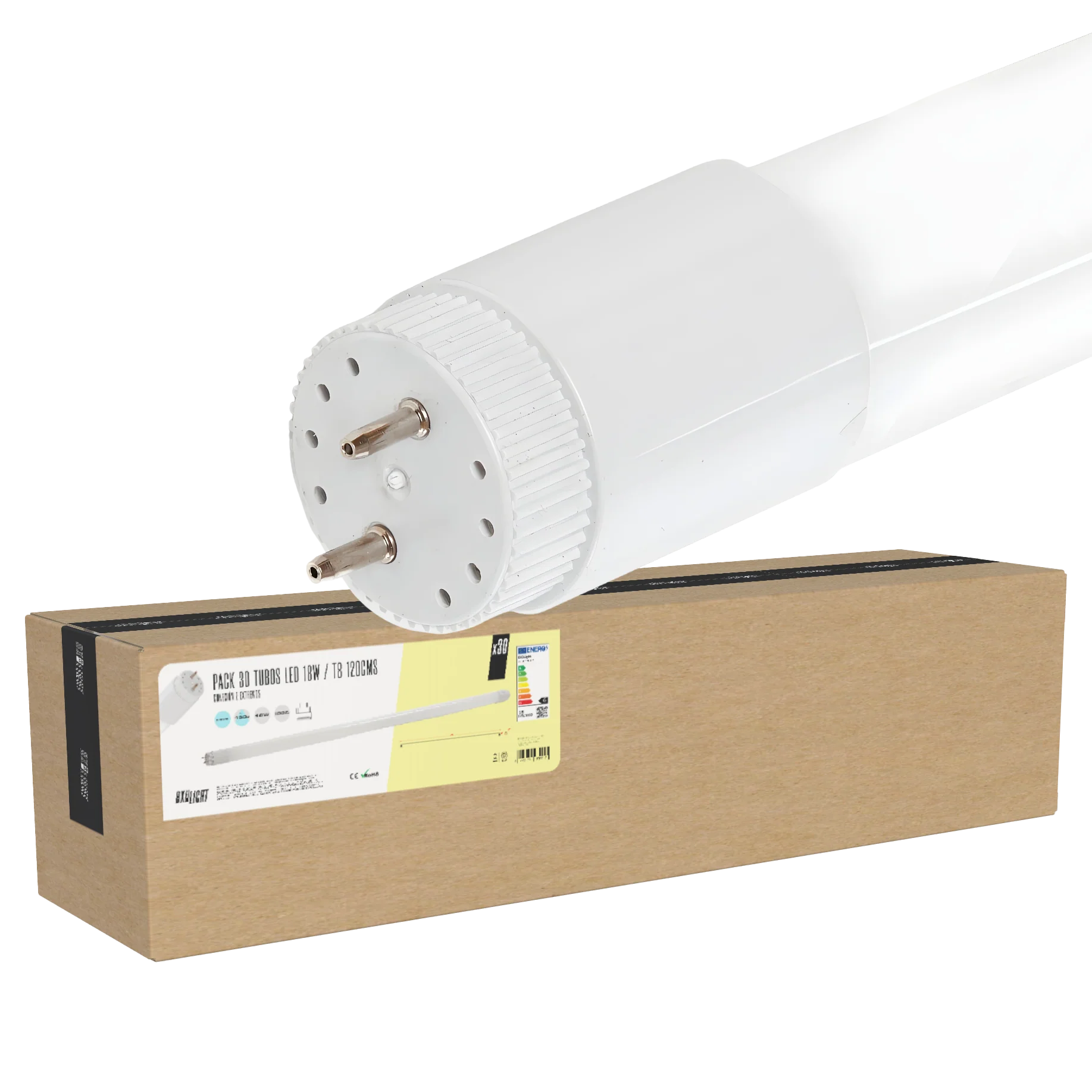 Pack 30 Tubos Led T8 18W 1.440Lm 6000ºK 1200mm 40.000H [BX3-T8-PC-1,2M-30-CW]