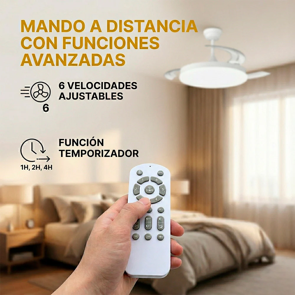 Pack 36 Ventiladores DC "Marele· Función Verano-Invierno 48W Blanco 3 Aspas 5040lm 3500-4000-6500k Remoto y Temporizador - Image 5