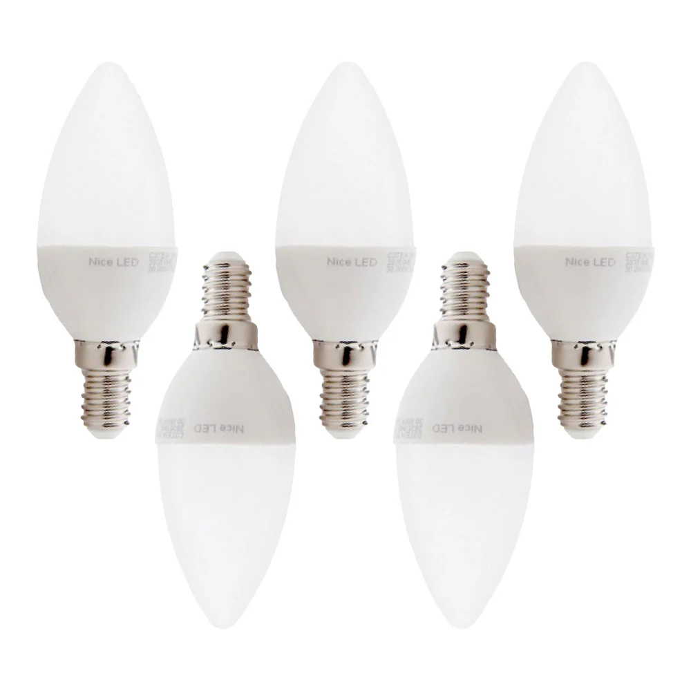 Pack 5 Bombillas LED E14 5W 500Lm 6000ºK 40.000H  [HO-C37-E14-5W-RC-CW-PK5-AP] - Image 3