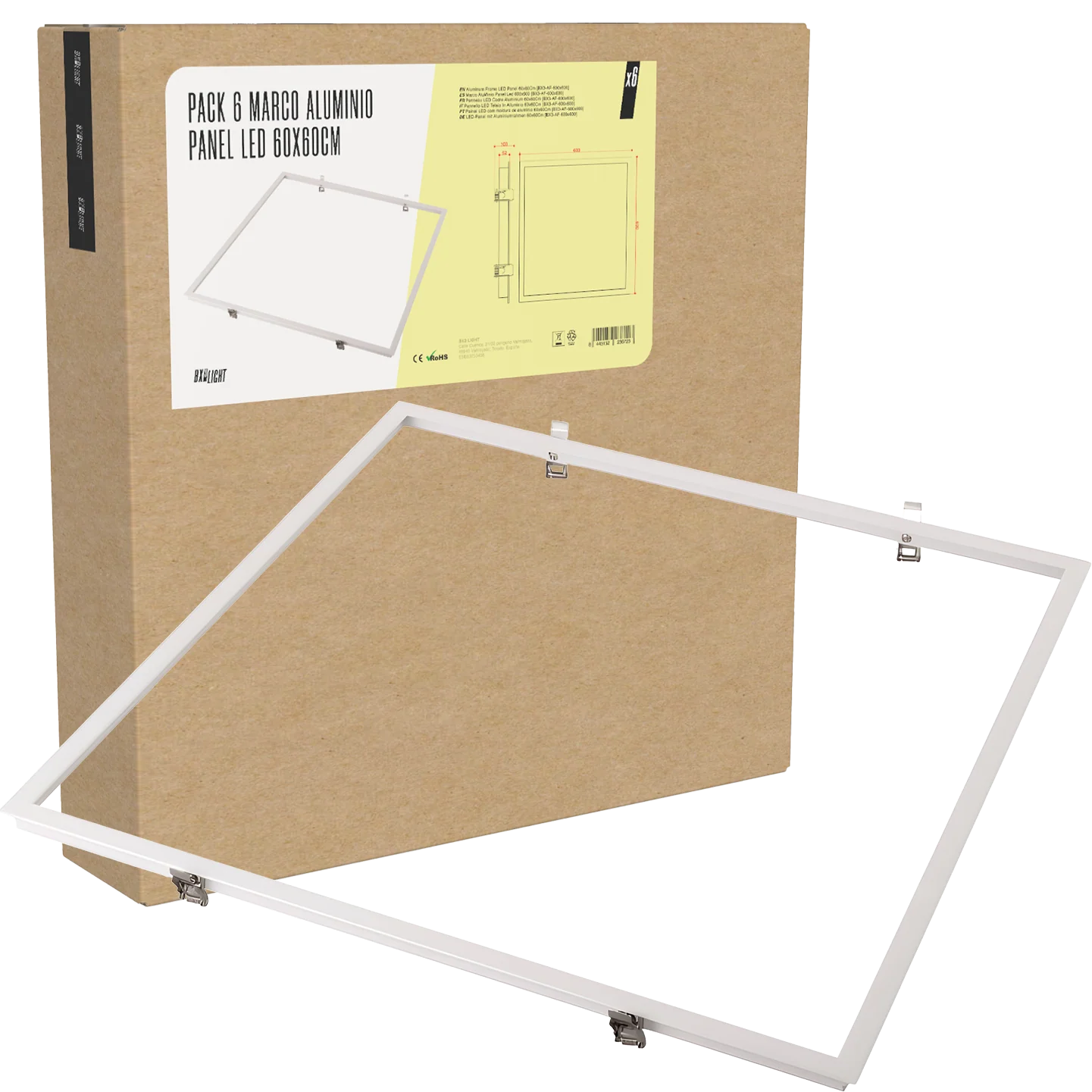 Pack 6 Marco Aluminio Panel Led 600x600 [BX3-AF-600x600]