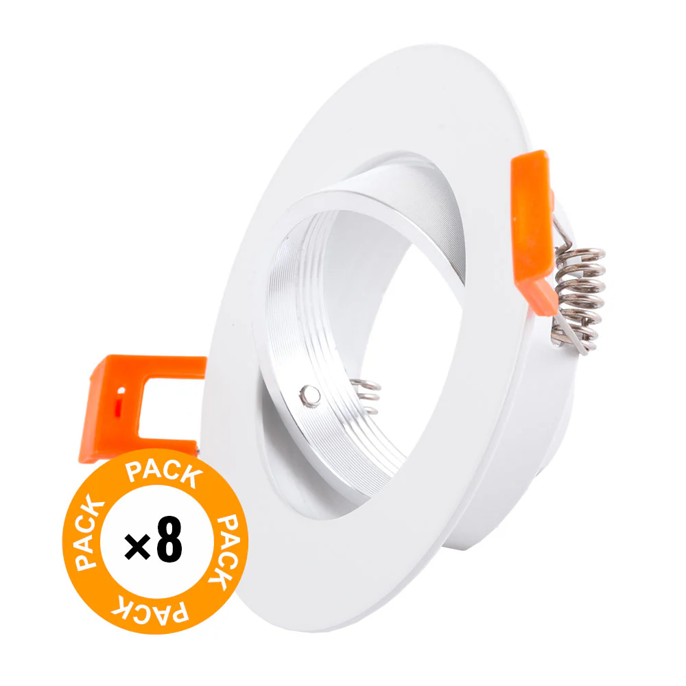 Pack 8 Aro Foco Downlight  Basculante Circular Aluminio Blanco 93Mm - Image 2