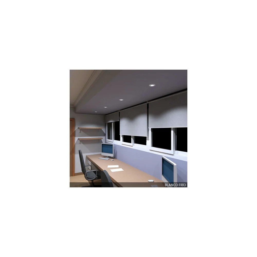 Pack de 5 Bombillas LED GU10 6W 700Lm 6000ºK 40.000H - Aro Downlight Redondo Inclinable "Vepa" Acero 90mm - Blanco - Image 9