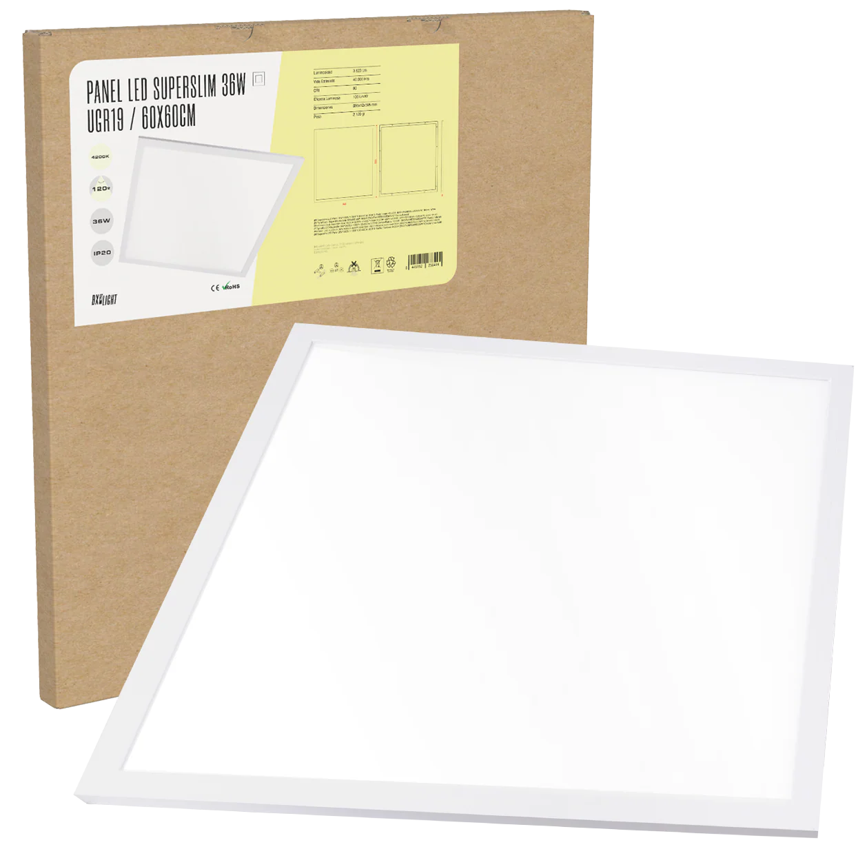 Panel LED Superslim 36W 3.623Lm 6000ºK 60x60Cm UGR19 Marco Blanco 40.000H  [BX3-PANMB59559536WCW] - Image 12