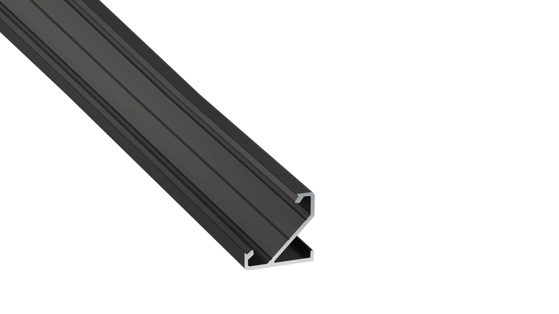 Perfíl Aluminio KIMERA-"BARDE" Anodizado Negro con Difusor Opal , Tapones y Clips Sujección 2,02M