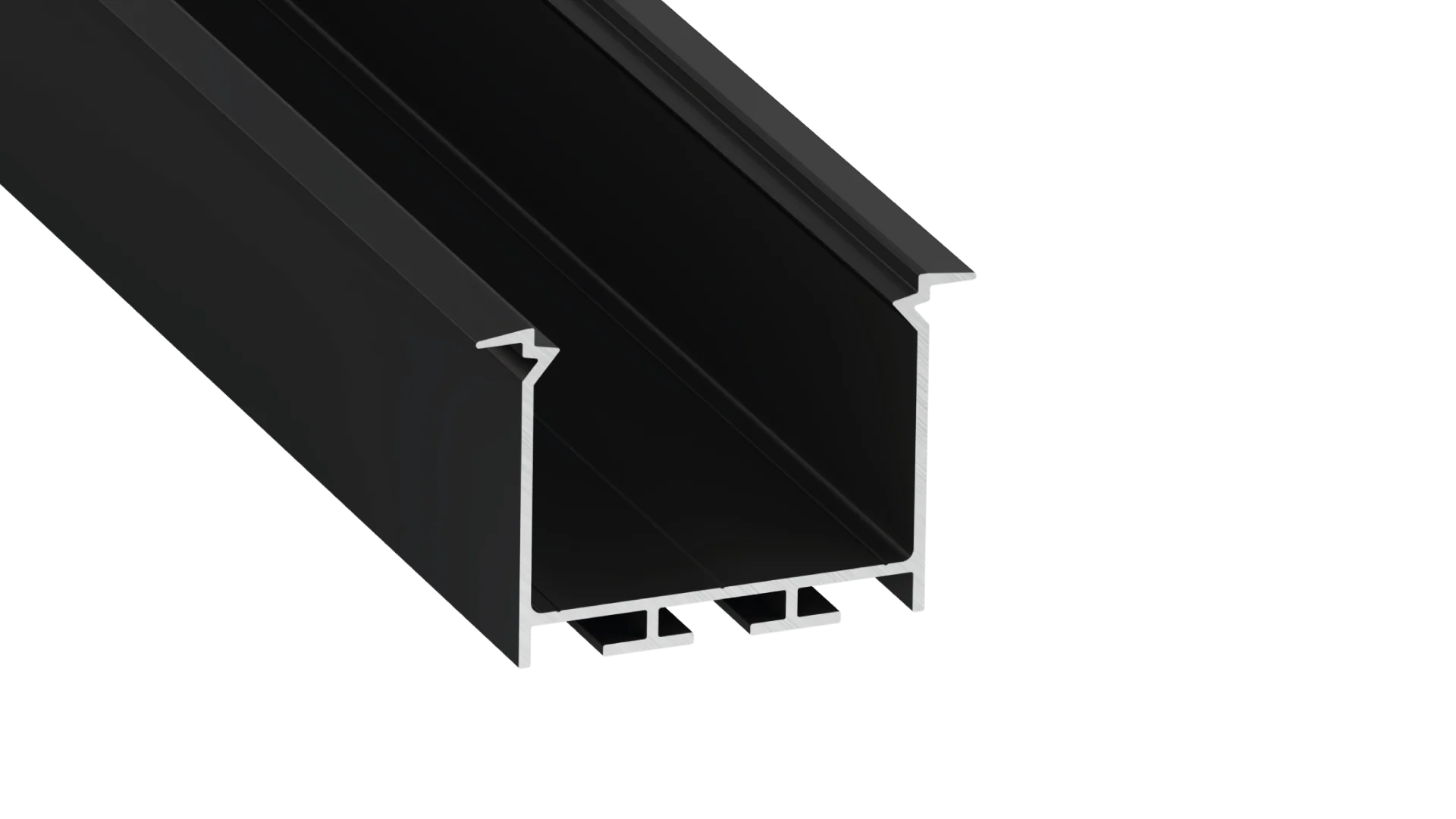 Perfíl Aluminio KIMERA-"HEDE" Anodizado Negro con Difusor Opal , Tapones y Clips Sujección 2,02M