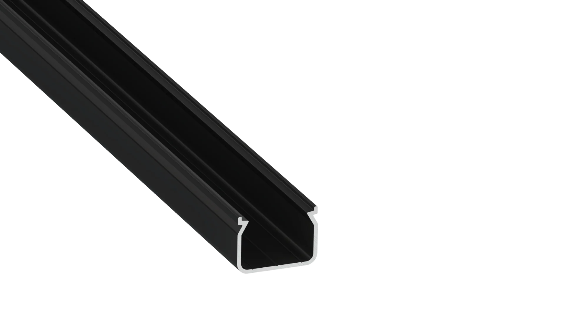 Perfíl Aluminio KIMERA-"HOM" Anodizado Negro con Difusor Opal , Tapones y Clips Sujección 2,02M