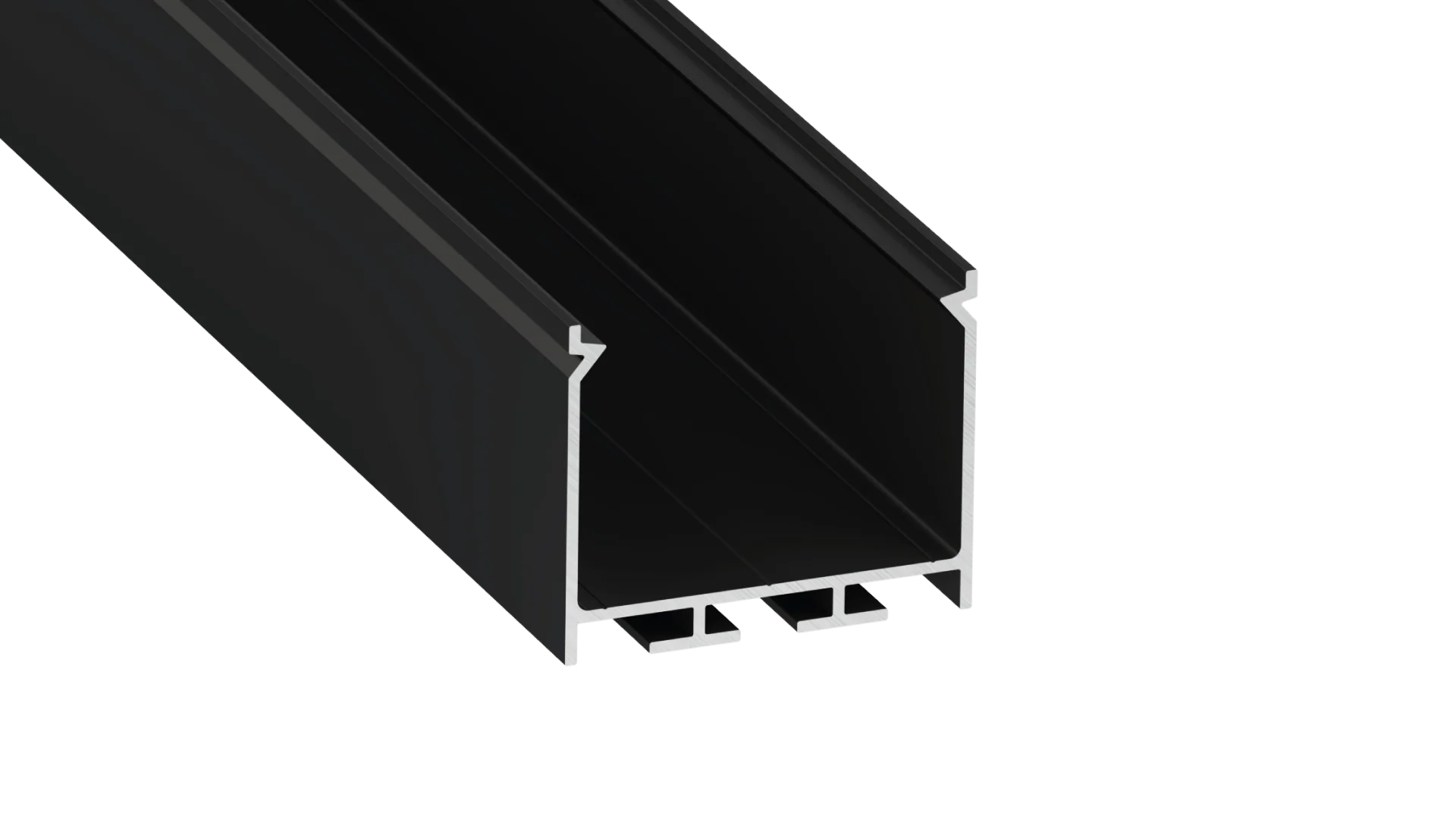 Perfíl Aluminio KIMERA-"NORS" Anodizado Negro con Difusor Opal , Tapones y Clips Sujección 2,02M