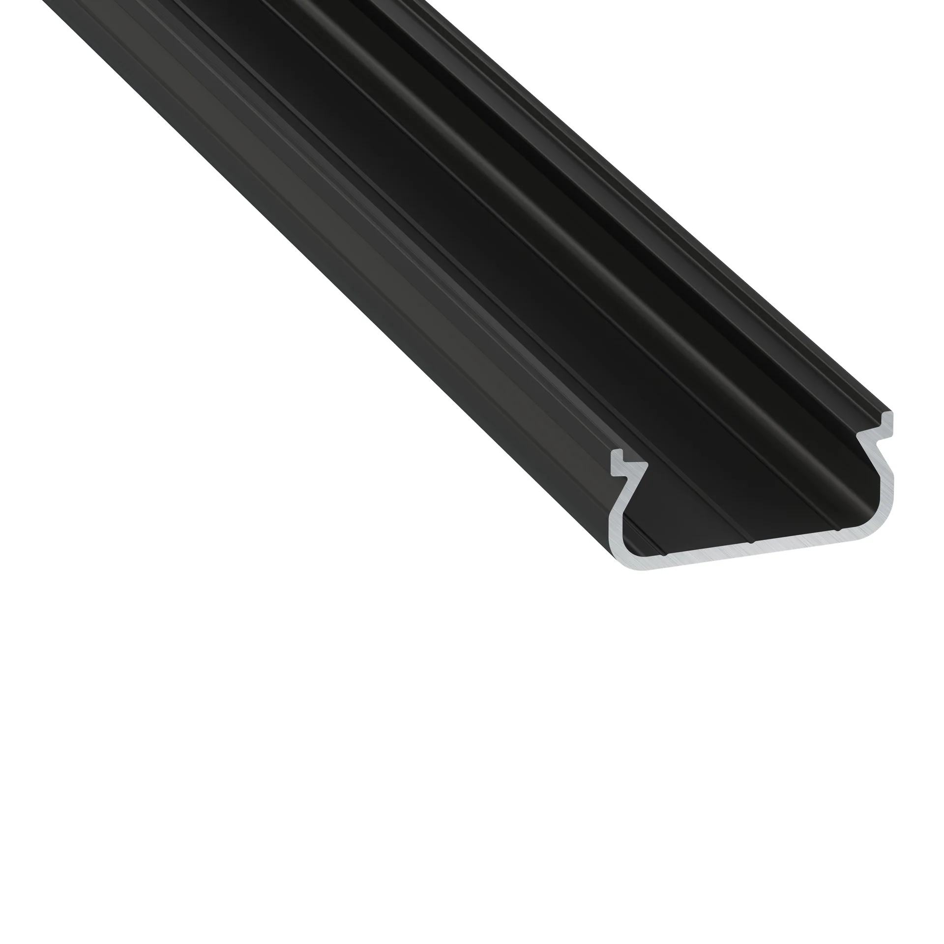Perfíl Aluminio KIMERA-ORRE Anodizado Negro con Difusor Opal y Tapones 2,02M